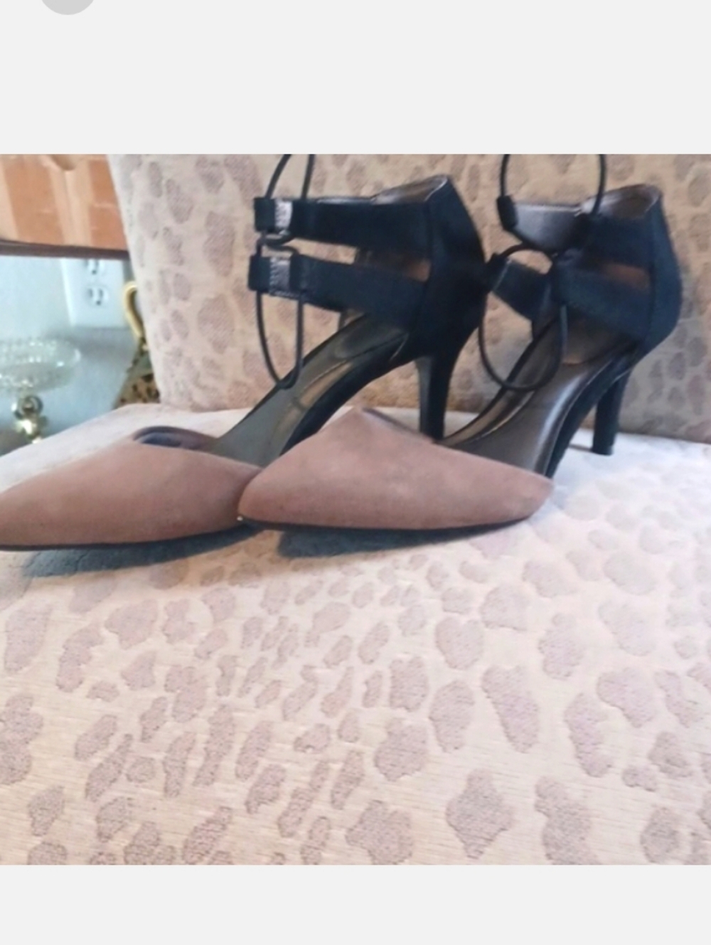 Life Stride Two-Tone Ankle Strap Heels